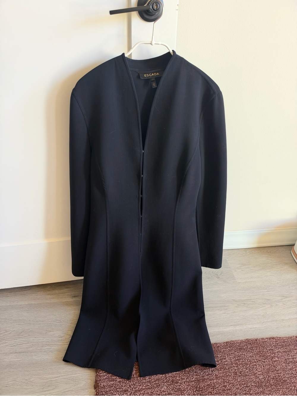 Escada Black Long Tailored Clasp Jacket